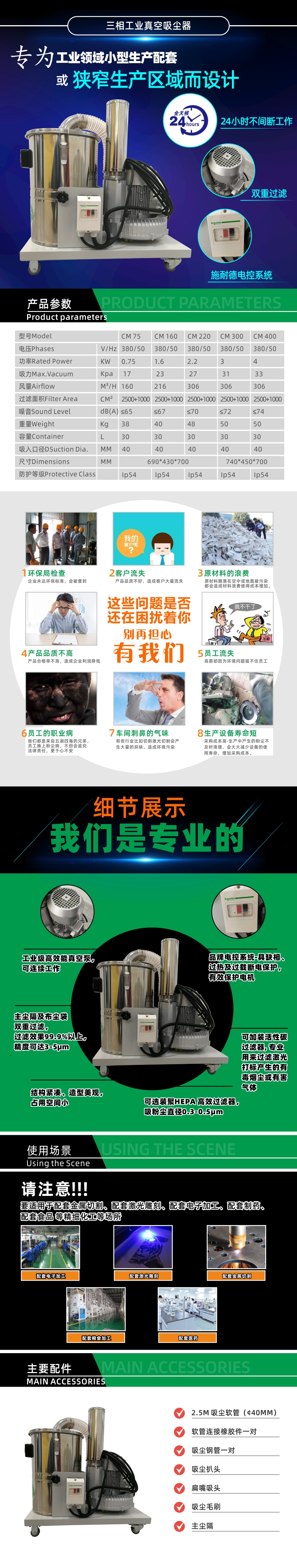 CM係列三（sān）相工業真空吸塵器